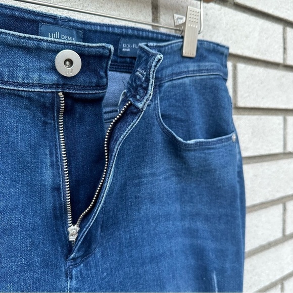 J Jill Kick Flare Ankle Jeans Raw Fray Hem Waverly Wash Stretch Denim 8 Classic - Picture 10 of 16